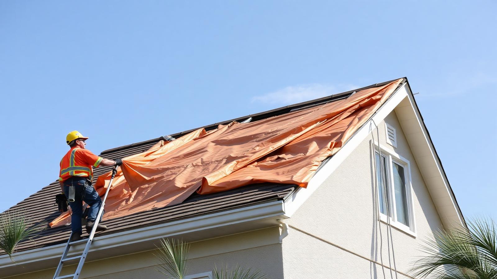 Bayline crew performing residential storm damage restoration in Tampa Bay