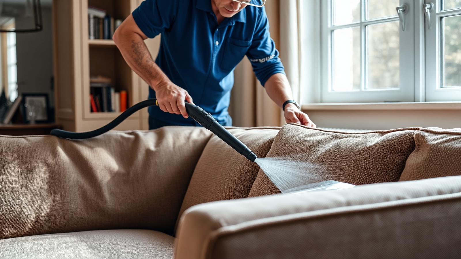 Bayline crew performing residential upholstery cleaning in Tampa Bay