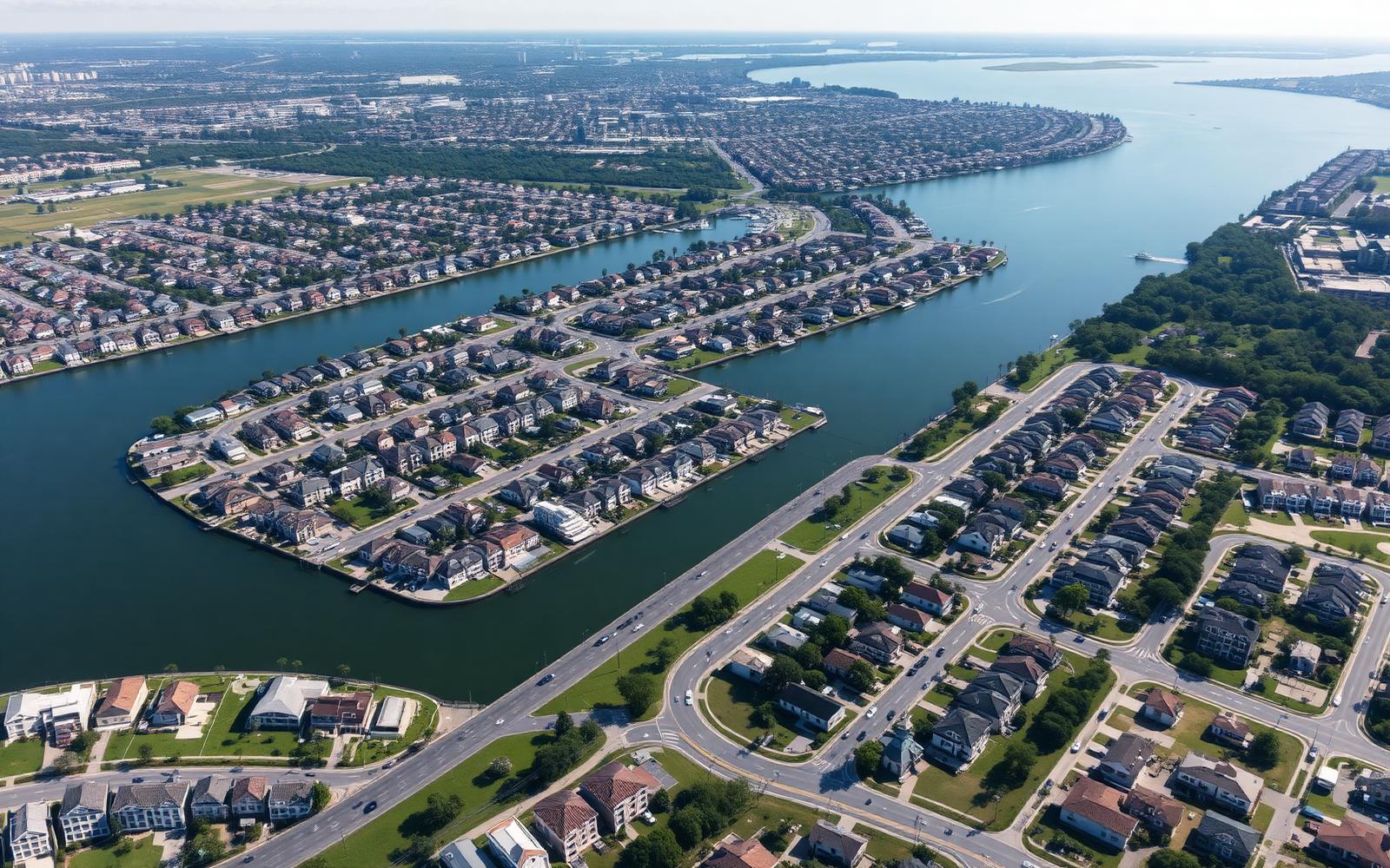 Aerial view of Tampa Bay neighborhoods served by Bayline Restoration